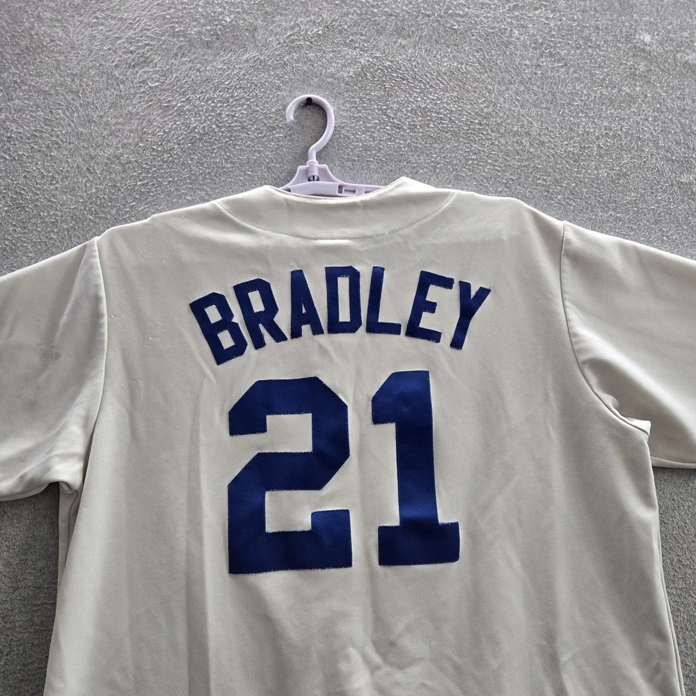 VINTAGE Los Angeles Dodgers Men Jersey L White Majestic Milton Bradley 21 READ